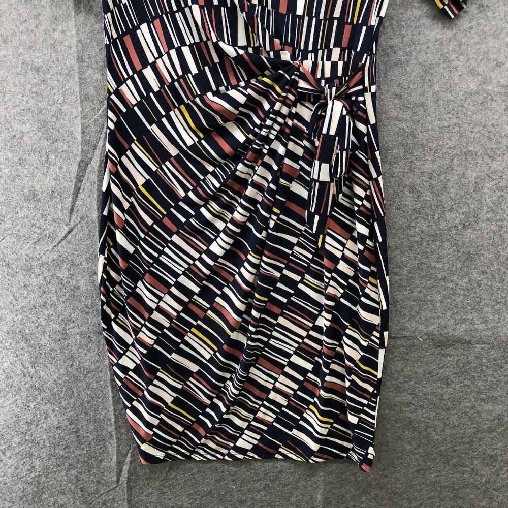 Ann Taylor Petite Short Sleeve Dress SP Jersey Knit Tie Waist Round Neck Printed - Picture 4 of 10